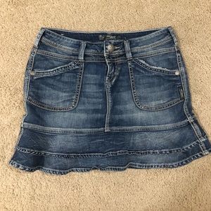 Silver Jean Skirt Eva Style
